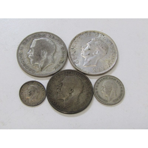 17 - PRE 1947 GB SILVER HALF CROWNS X2, florin, sixpence and threepence, 44gms approx together with a col... 