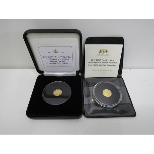 2 - GOLD PROOF QUARTER SOVEREIGNS X 2, 2019 Alderney '200th Anniversary of Queen Victoria' in a Jubilee ... 
