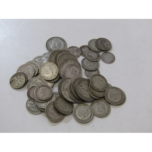 22 - PRE-1947 SILVER SHILLINGS x 12, sixpences x 32 & threepences x 8 with Victorian threepences x 4, Can... 