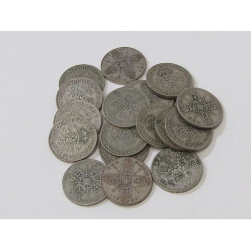 23 - PRE-1947 SILVER FLORINS x 18, (200 grams approx.) in mixed grades