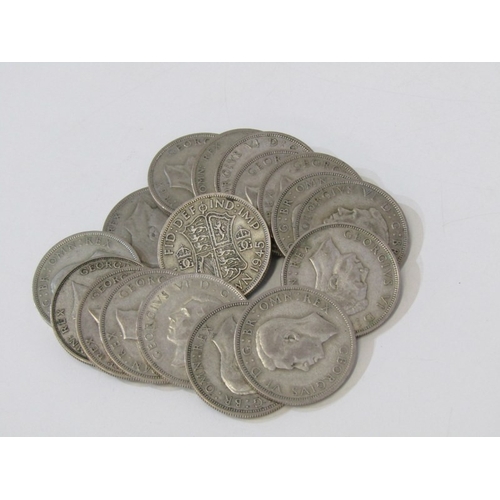 24 - PRE-1947 SILVER half crowns x 17, (239 grams approx.) in mixed grades
