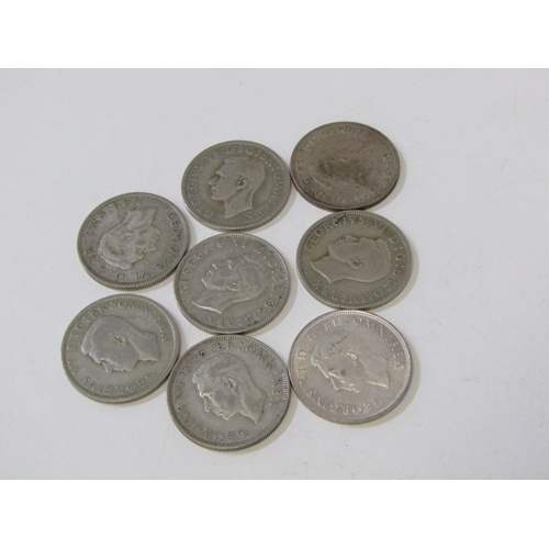 25 - PRE-1947 George VI silver half-crowns x 8 (113 grams approx.) in consecutive order covering 1939 to ... 