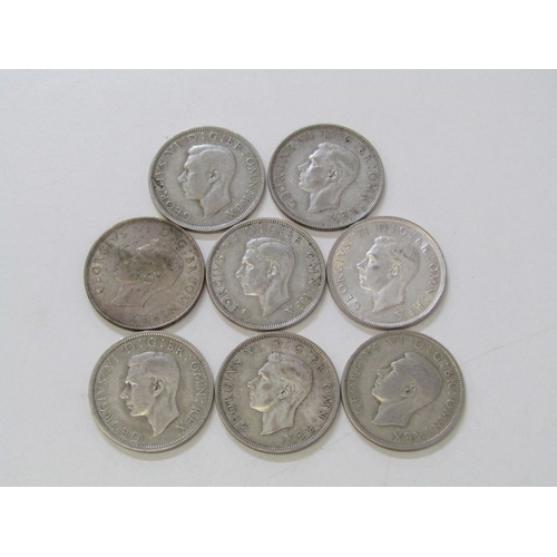25 - PRE-1947 George VI silver half-crowns x 8 (113 grams approx.) in consecutive order covering 1939 to ... 