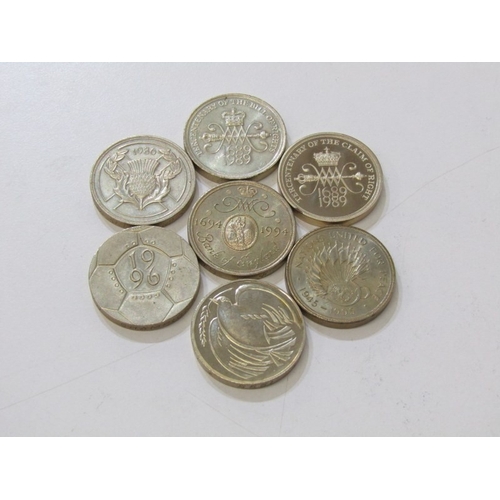 27 - COMMEMORATIVE, Nickel-Brass Commemorative Round 2 Pounds x 7, a full set which includes the scarce 1... 