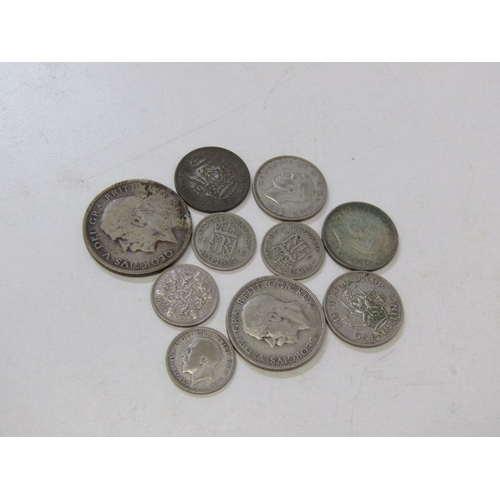 28 - PRE-1947 Silver Halfcrown, florin, shillings x 4, sixpences x 4 (60 grams approx.) in mixed grades t... 