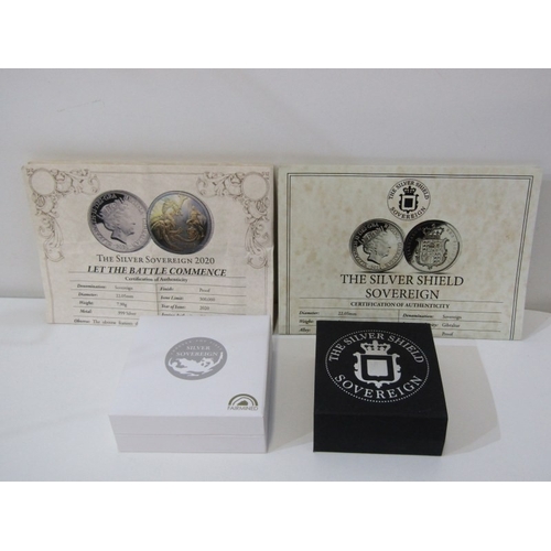 29 - 2020 GIBRALTER FINE SILVER PROOF Sovereign with gold highlights ‘Let The Battle Commence’ featuring ... 