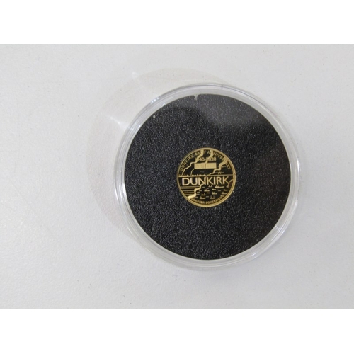 3 - 2020 ALDERNEY GOLD PROOF QUARTER SOVEREIGN, '80th Anniversary of Dunkirk' in a Harrington and Byrne ... 