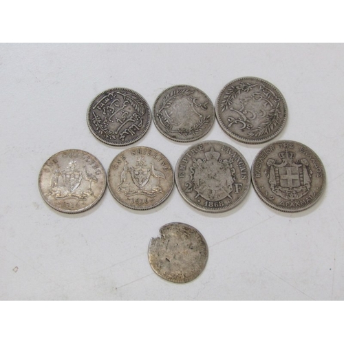 33 - WORLD COINS World silver including 1916 Australia shillings x 2, 1883 Greece 2 drachmai, 1868 France... 