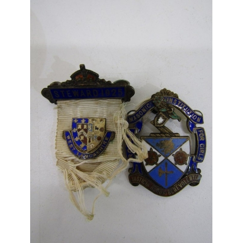 41 - 1889 VICTORIA SILVER HALF CROWN, 1937 Coronation florin brooch, Royal Masonic Institution for Girls ... 