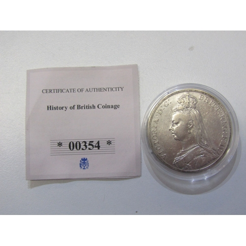 44 -  1889 Victoria silver crown (cleaned) with CoA, 2011 Olympic fencing 50 pence sealed on official Roy... 