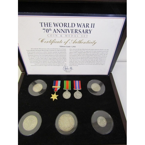 47 -  Silver 5-coin & medal set, ‘70th Anniversary World War II’ consisting of a 1945 capsuled silver hal... 