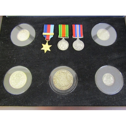 47 -  Silver 5-coin & medal set, ‘70th Anniversary World War II’ consisting of a 1945 capsuled silver hal... 