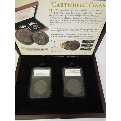 49 - 1797 George II ‘Cartwheel’ set, both the twopence & penny are in higher circulated grade, capsuled i... 