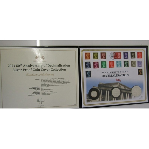 55 -  2021 TDC sterling silver proof 3-coin cover collection, ‘50th Anniversary of Decimalisation’ consis... 