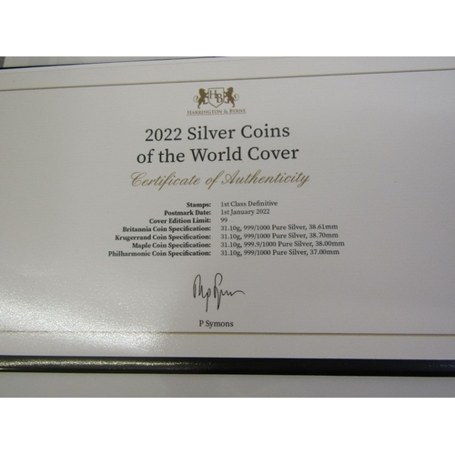 58 - 2022 fine silver World coins x 4:  UK Britannia 2 pounds, South Africa Krugerrand, Canada Maple 5 do... 