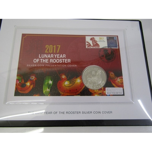 59 - 2017 fine silver 2 pounds, 1 ounce of .999 fineness sealed on coin cover ‘The Luner Year of the Roos... 