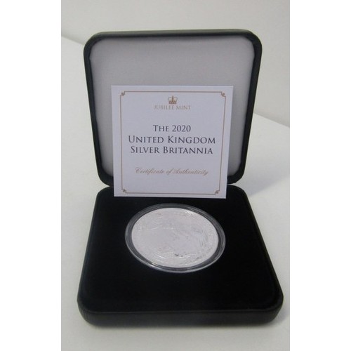 18 - 2020 SILVER BRITANNIA, 1 ounce of fine silver, capsuled in Jubilee Mint case with CoA and invoice