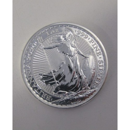 18 - 2020 SILVER BRITANNIA, 1 ounce of fine silver, capsuled in Jubilee Mint case with CoA and invoice