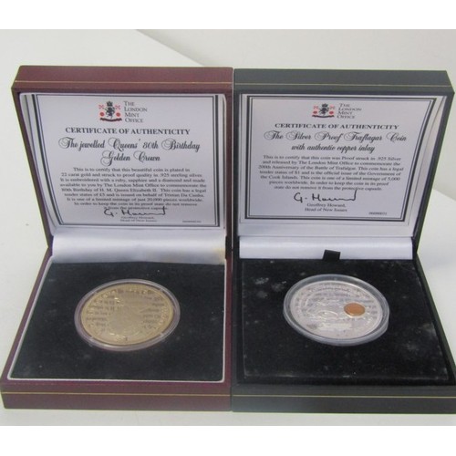 20 - 2005 COOK ISLANDS STERLING SILVER WITH COPPER INLAY 1 DOLLAR '200th Anniversary of the Battle of Tra... 