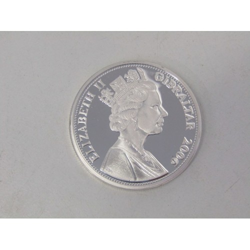 43 - Sterling silver proof crowns x 3: 2006 Gibraltar 5 Pounds Queens Birthday Silver Collection consisti... 