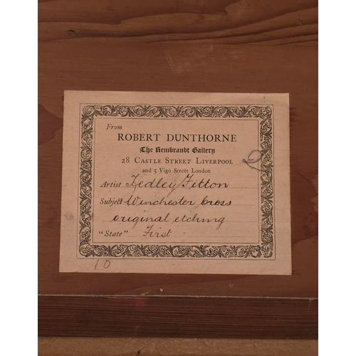 377 - Hedley Fitton (1859–1929), Winchester Cross — Original Pencil-Signed Etching, First State, with Robe... 