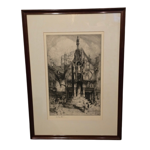 377 - Hedley Fitton (1859–1929), Winchester Cross — Original Pencil-Signed Etching, First State, with Robe... 