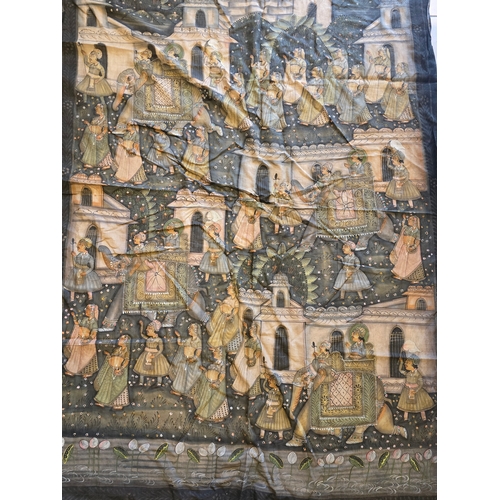 561 - Set of Four Large Indian Hand-Painted Textile Panels.

Each delicately hand-painted on fine cotton/ ... 