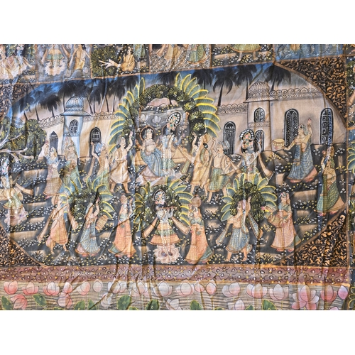 561 - Set of Four Large Indian Hand-Painted Textile Panels.

Each delicately hand-painted on fine cotton/ ... 