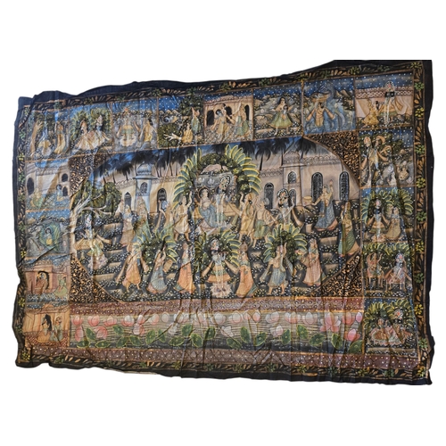 561 - Set of Four Large Indian Hand-Painted Textile Panels.

Each delicately hand-painted on fine cotton/ ... 