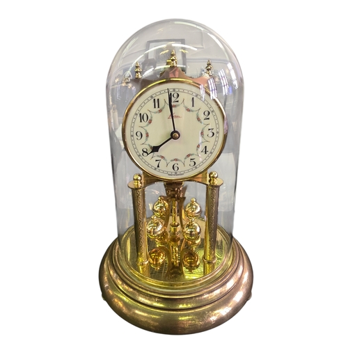 69 - mid-20th-century German Kern 400-day anniversary clock, the cream dial with Arabic numerals and flor... 