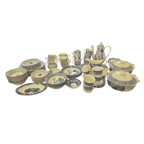 342 - A large mixed collection of blue and white transfer-printed tablewares and tea wares,
including exam... 