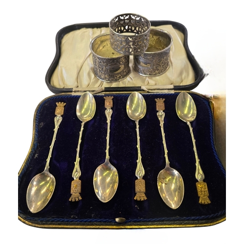 3 - A Collection of Vintage Cutlery and Tableware, including a cased set of Gilt-Metal French Souvenir S... 