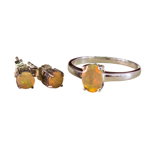 20 - A collection of 925 silver sapphire and Ethiopian opal jewellery,comprising an Ethiopian opal solita... 