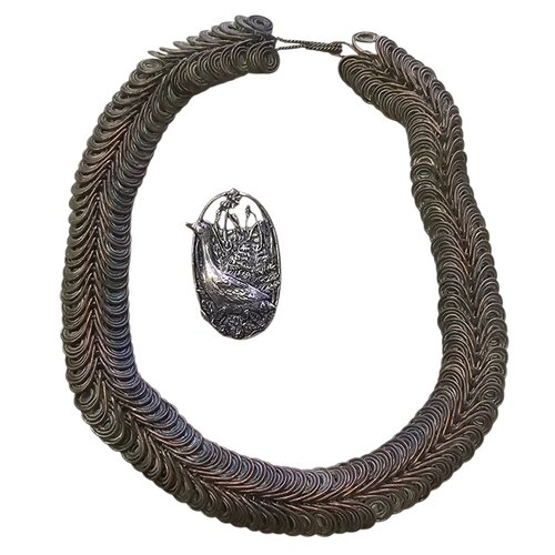 33 - Vintage Jewellery Including Egyptian Revival Choker, Banded Amethyst Necklace and Brooch, comprising... 