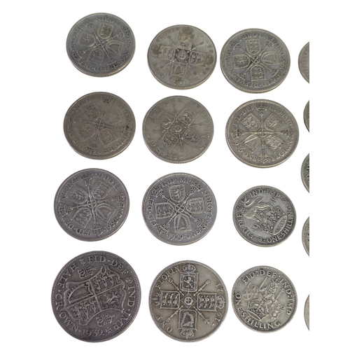 40 - collection of British pre-decimal silver coinage, dated 1921–1946 comprising principally florins, ha... 