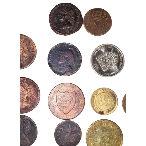 41 - A Mixed Collection of British and World Coins, Tokens and Medals, predominantly copper and bronze, 1... 