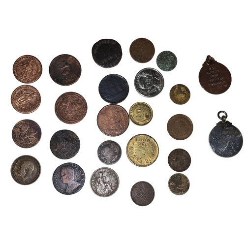 41 - A Mixed Collection of British and World Coins, Tokens and Medals, predominantly copper and bronze, 1... 