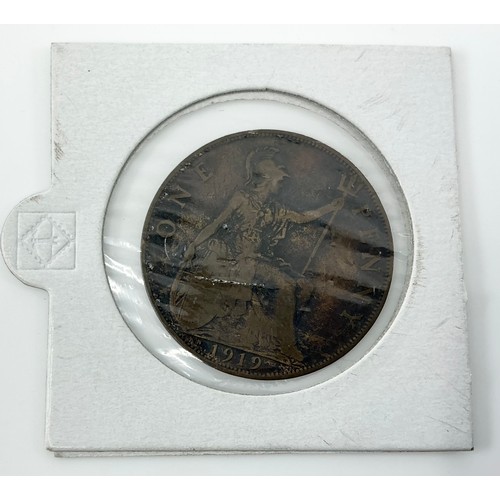 43 - Three coins,
to include a 1918 George V penny, King’s Norton Mint, a 1919 George V penny, King’s Nor... 