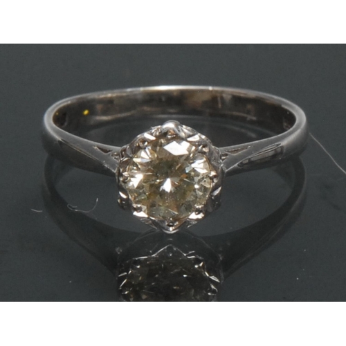 1122 - A diamond solitaire ring, round brilliant cut diamond approx 0.55ct, illusion collar crown, 18ct whi... 