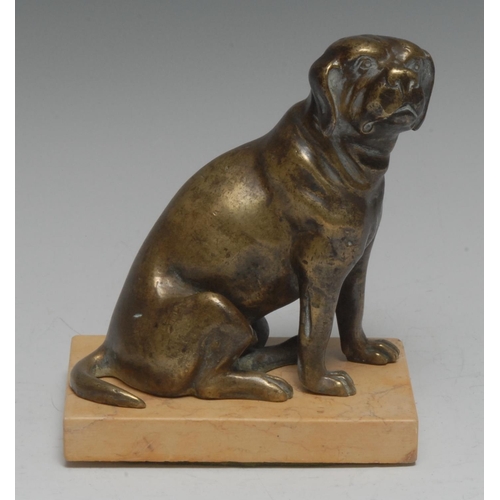 1944 - French School (19th century), a bronze, of a seated pug, rectangular marble base, 14cm high