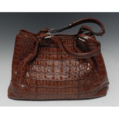 1957A - Luxury Fashion - a Zambezi Grace brown Nile crocodile lady's handbag, 36cm wide