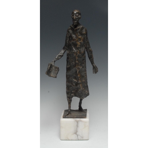 1964 - Modernist School (20th century), a brown patinated bronze, of an emaciated man of learning, he stand... 