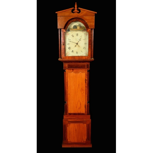 1968 - An oak and mahogany George III inlaid long case clock, painted round dial, Roman chapter, signed [  ... 