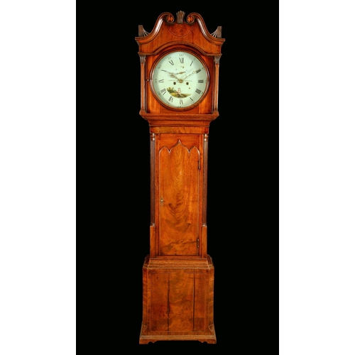 1969 - A George III oak and mahogany Neo-Classical long case clock, round painted 13.5in (34.2cm) dial, Rom... 