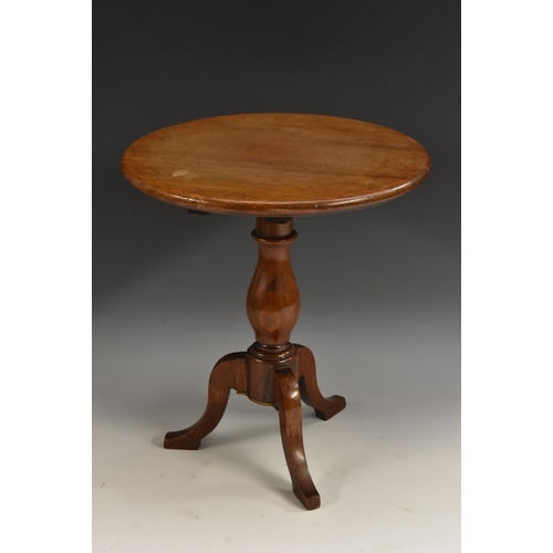 1989 - Miniature Furniture - Victorian mahogany tripod occasional table, circular tilting top, turned balus... 