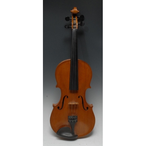 1996 - A violin, the two-piece back 36.25cm long excluding button, the interior inscribed in ink manuscript... 