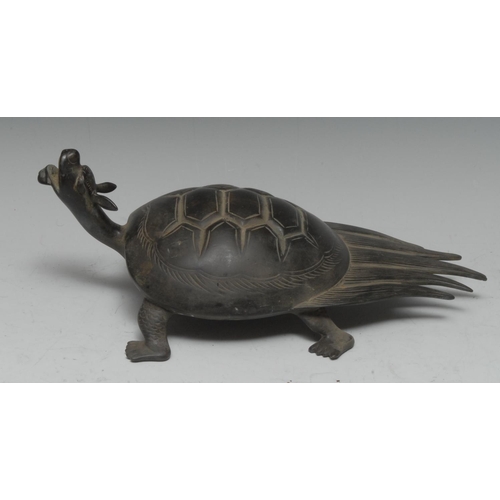 2014 - Chinese School, a 19th century  bronze of a dragon turtle, 30cm long