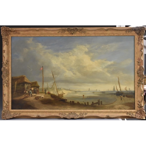 524 - English School (19th century) Coastal Cove oil on canvas, 62cm x 105cm