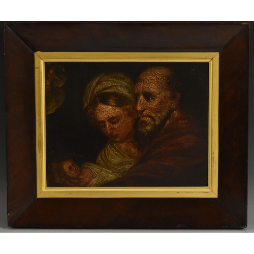 535 - English School (early 19th century) The Holy Family oil on millboard, 24cm x 31.5cm