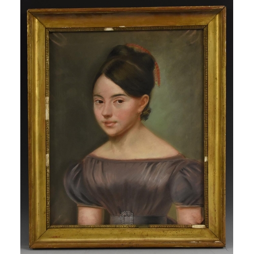 590 - English School (early 20th century) Portrait of a Young Lady pastel, 48cm x 37cm